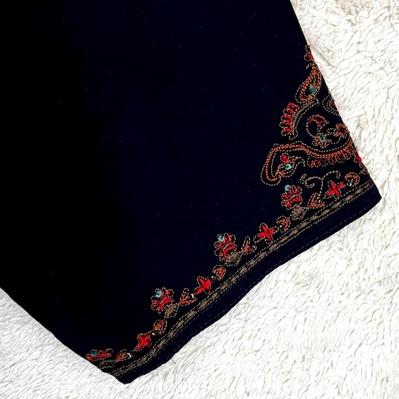 Vintage Boho Embroidered Beaded Sequin Black Tunic Top Large Whimsy Goth - Picture 14 of 15